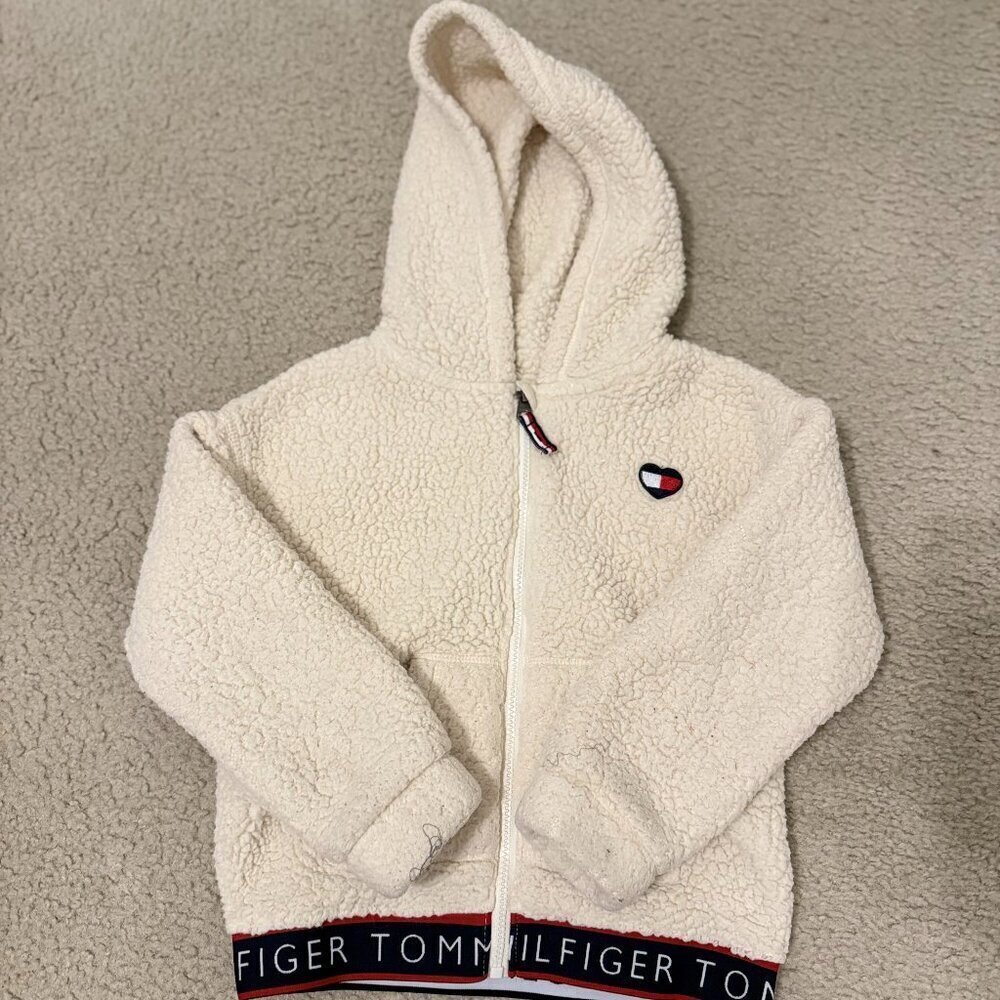 Tommy Hilfiger Sherpa Zip Up Hoodie Girls Size 6 - Picture 2 of 4